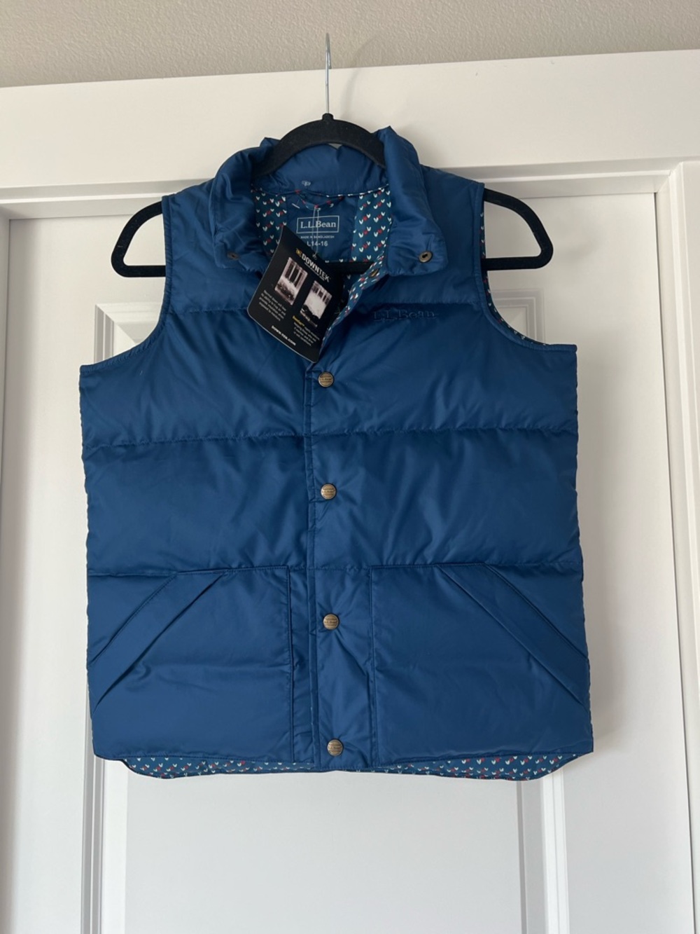 L.L. Bean Puffer Vest Down Filled Blue Kids Size L 14-16